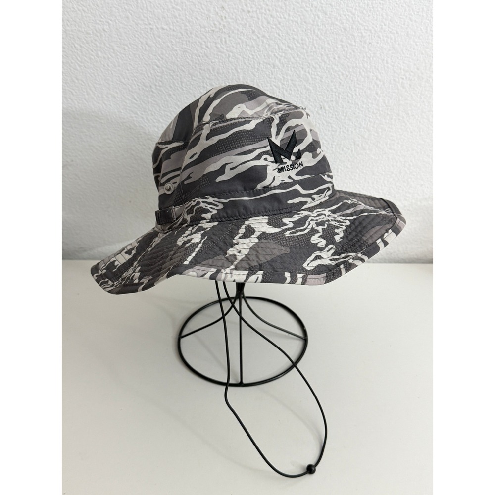 Mission Cooling Bucket Hat Grey Tiger Stripe Camo Adjustable Boonie Sun Hat